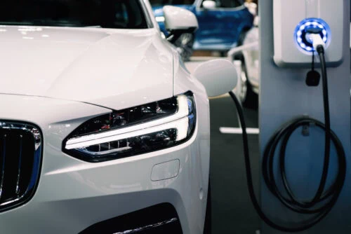 Electric vehicle getting charged