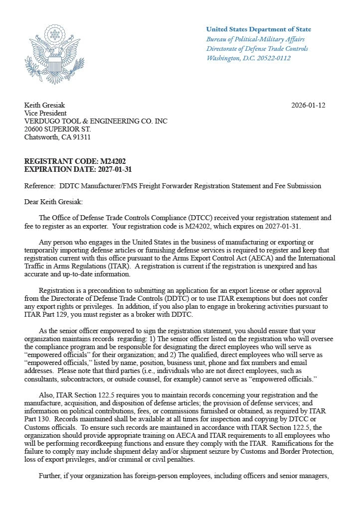 ITAR EXPIRES 2027 ITAR EXPIRES 2027